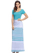 Sexy Turquoise Crisscross Back Muliticolor Maxi Dress